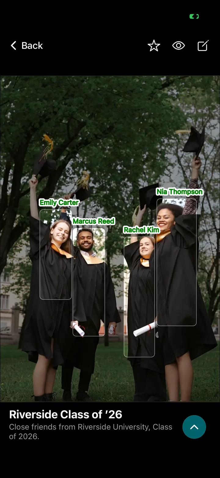 Riverside Class of ’26 in Photolio with four graduates tagged in the photo